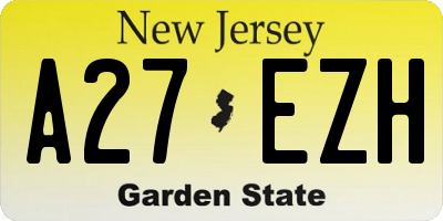 NJ license plate A27EZH