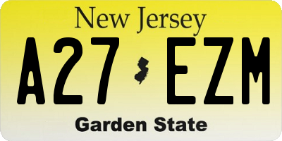 NJ license plate A27EZM