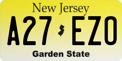 NJ license plate A27EZO