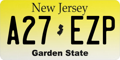 NJ license plate A27EZP