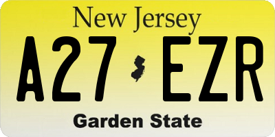 NJ license plate A27EZR