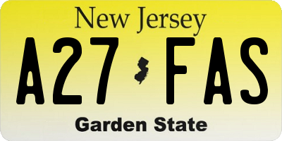 NJ license plate A27FAS