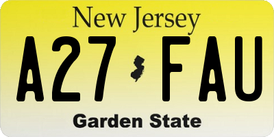 NJ license plate A27FAU