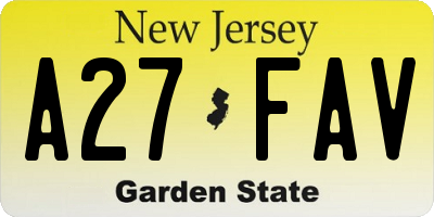 NJ license plate A27FAV