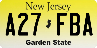 NJ license plate A27FBA