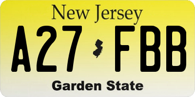 NJ license plate A27FBB