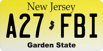 NJ license plate A27FBI