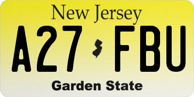 NJ license plate A27FBU