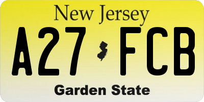 NJ license plate A27FCB