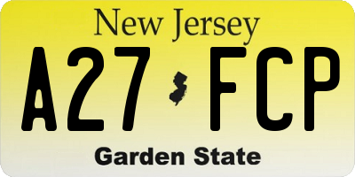NJ license plate A27FCP
