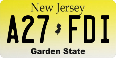 NJ license plate A27FDI