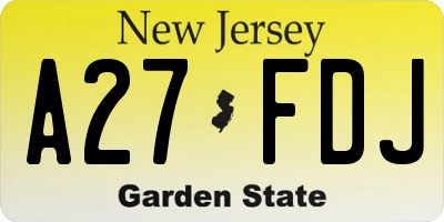 NJ license plate A27FDJ