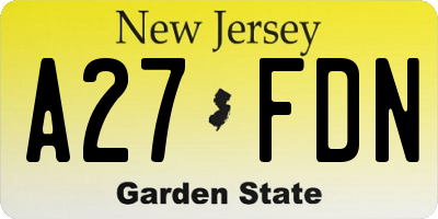 NJ license plate A27FDN