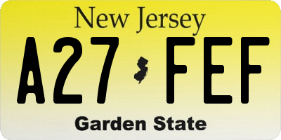 NJ license plate A27FEF