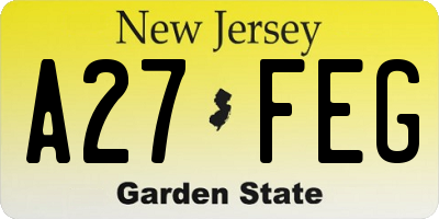NJ license plate A27FEG