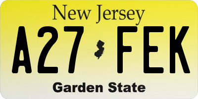 NJ license plate A27FEK