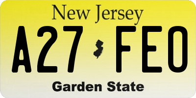 NJ license plate A27FEO