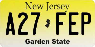NJ license plate A27FEP