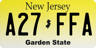 NJ license plate A27FFA