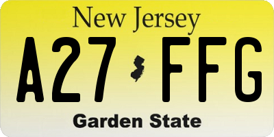 NJ license plate A27FFG