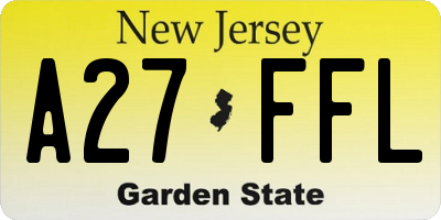 NJ license plate A27FFL