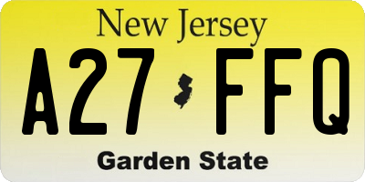 NJ license plate A27FFQ