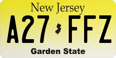 NJ license plate A27FFZ