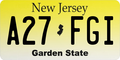 NJ license plate A27FGI