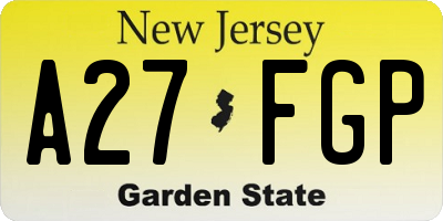 NJ license plate A27FGP