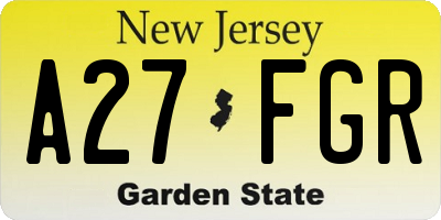 NJ license plate A27FGR