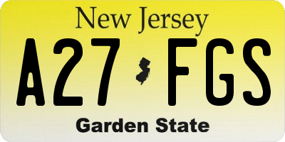 NJ license plate A27FGS