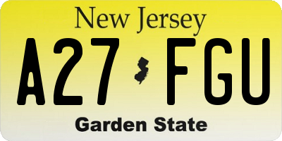 NJ license plate A27FGU