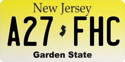 NJ license plate A27FHC