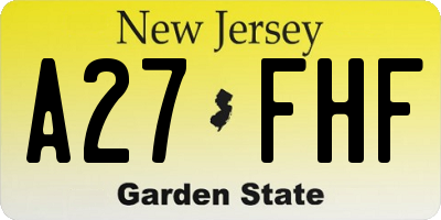 NJ license plate A27FHF