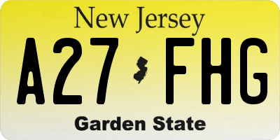 NJ license plate A27FHG