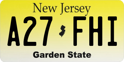 NJ license plate A27FHI
