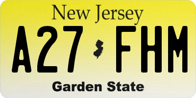 NJ license plate A27FHM