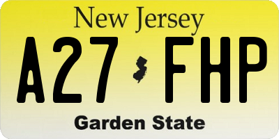 NJ license plate A27FHP