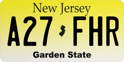 NJ license plate A27FHR