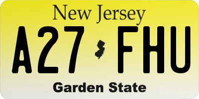 NJ license plate A27FHU