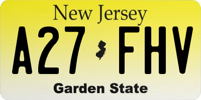 NJ license plate A27FHV