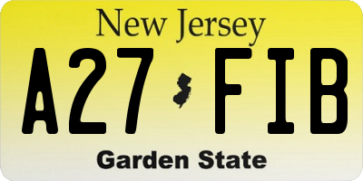 NJ license plate A27FIB
