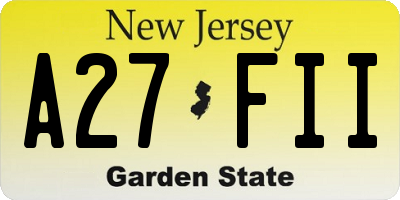 NJ license plate A27FII