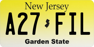 NJ license plate A27FIL