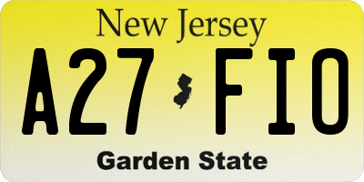 NJ license plate A27FIO