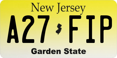 NJ license plate A27FIP