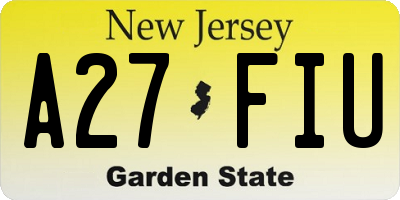 NJ license plate A27FIU