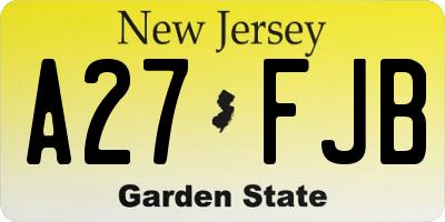 NJ license plate A27FJB