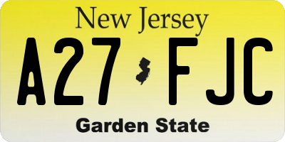 NJ license plate A27FJC