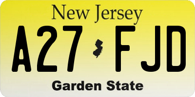 NJ license plate A27FJD